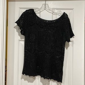 Black loose knit sweater short sleeved by H&M